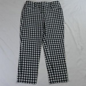 LOFT 0 Navy Blue White Gingham Check Julie Riviera Slim‎ Ankle Dress Pants